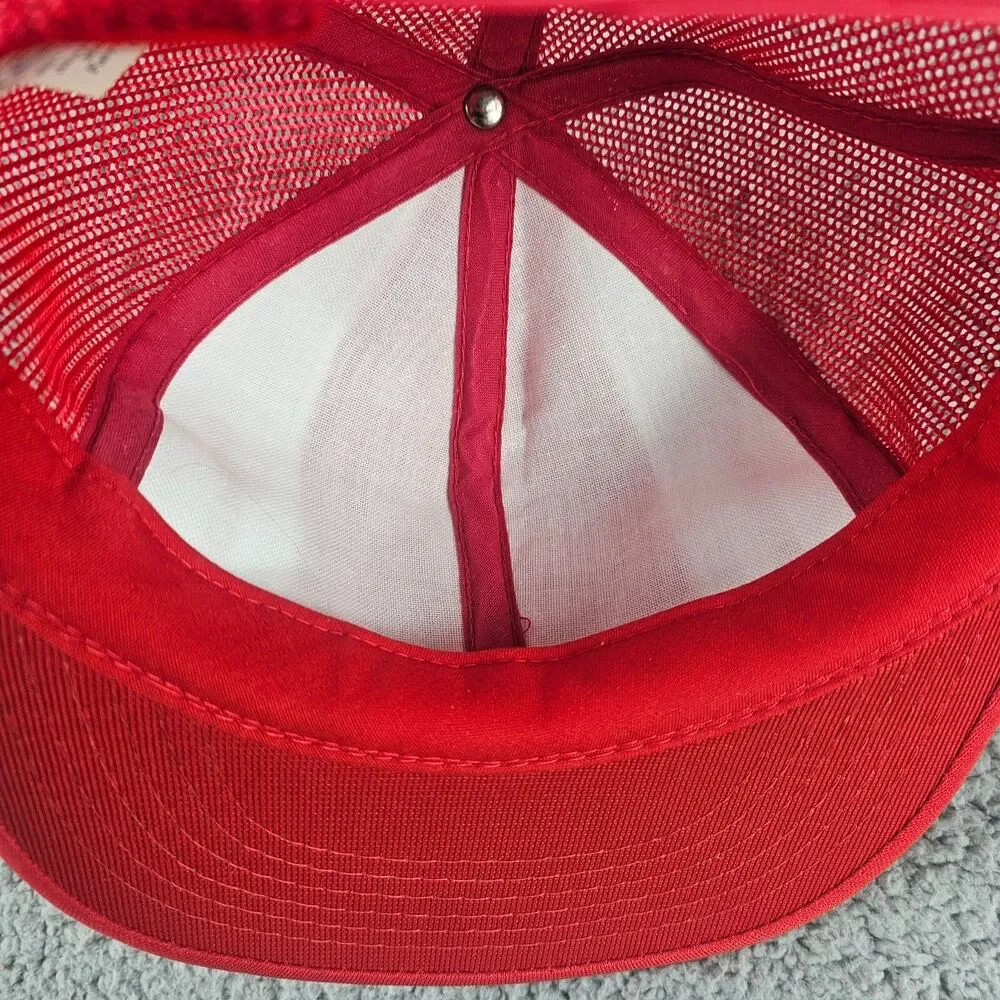 Vintage Canada Trucker Hat Red White Maple Leaf Snapback 6 Panel VTG Adjustable